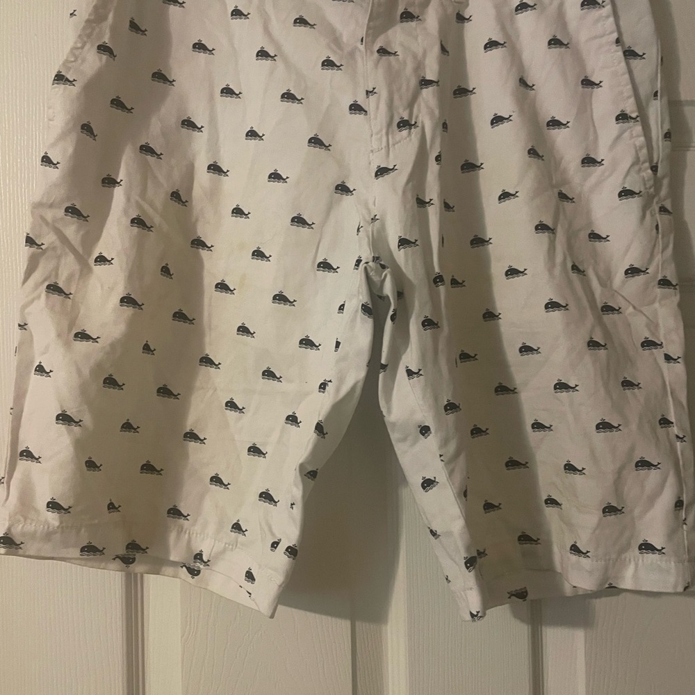 Beverly Hills Polo Club White Shorts with Navy Logo Pattern